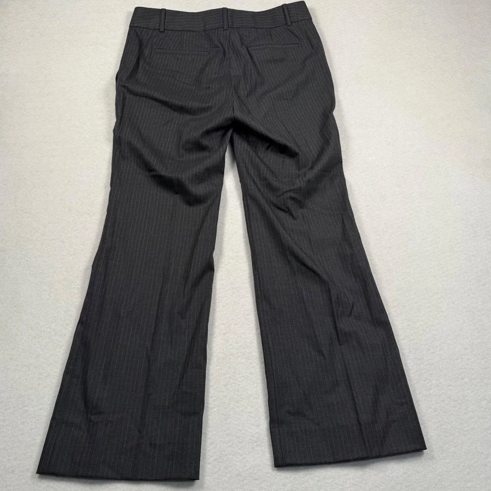 J Crew 1035 Trousers Womens 8P Gray Pinstripe Super 120s Wool Wide Leg Flare